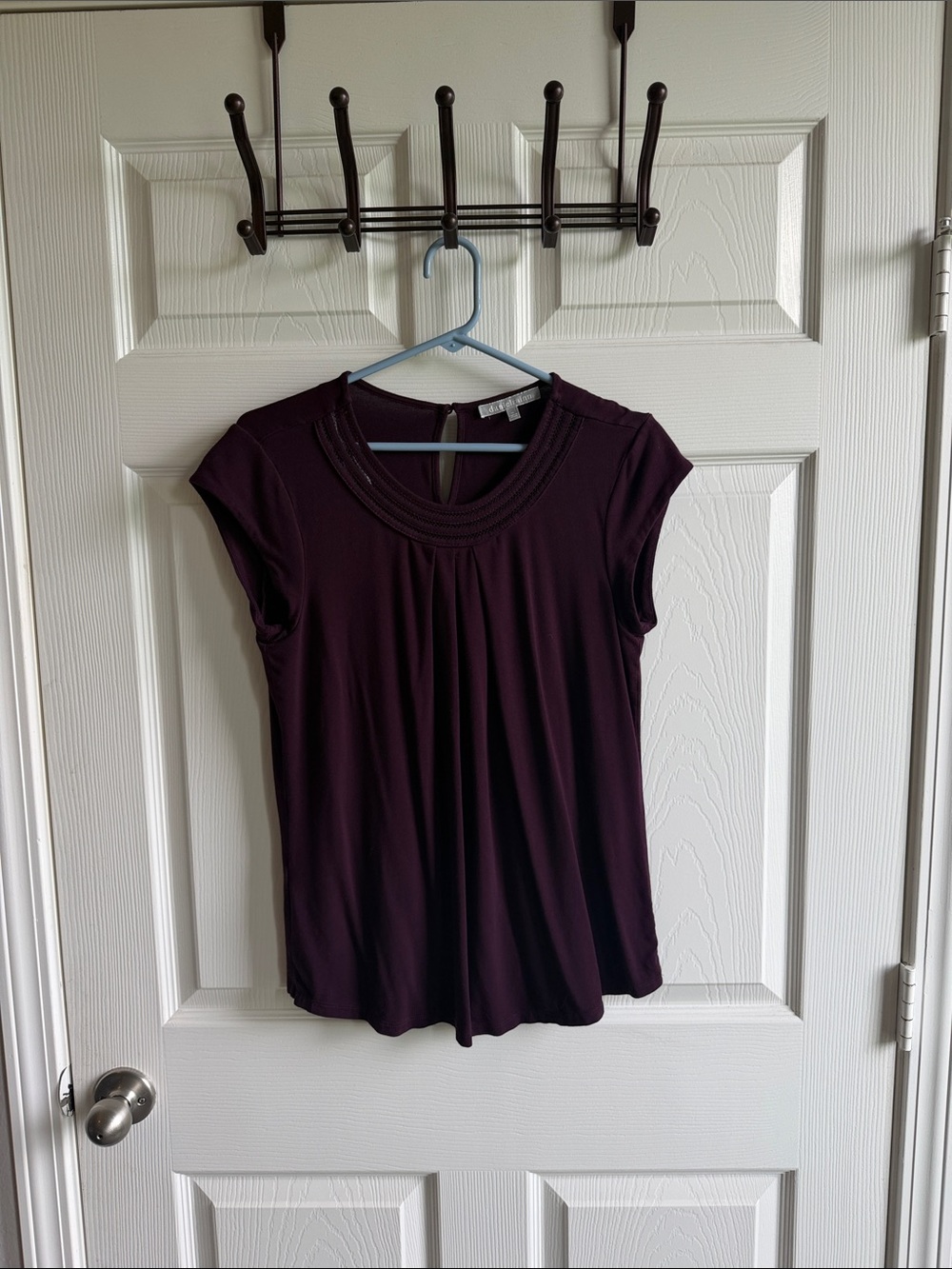 Daniel Rainn Cap Sleeve Crewneck Top in Plum
